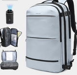 Sac à compression compatible Air France 31×50×18 cm : compression sous vide + extensible 36-55L, nylon waterproof, USB, ordinateur. Voyage malin sans frais !