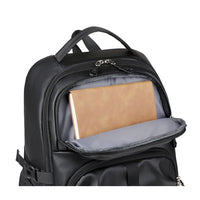 Sac à dos de voyage noir polyvalent, adapté aux voyages d’affaires et aux courts séjours.