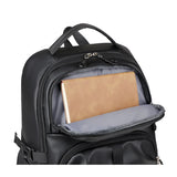 Sac à dos de voyage noir polyvalent, adapté aux voyages d’affaires et aux courts séjours.