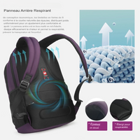 détail du dos respirant et des bretelles confortables du sac de voyage