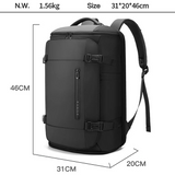 Vue latérale sac à dos business noir, bretelles rembourrées et poignée souple