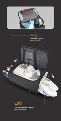 Sac à dos urbain 20-35L noir, parfait pour déplacements pro et week-end